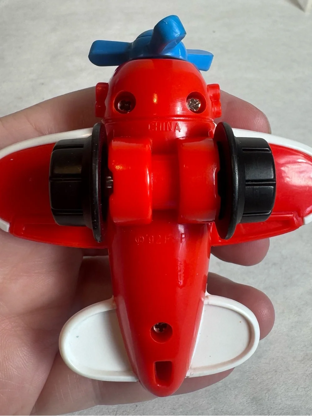 Vintage 1992 Fisher Price Airplane Blue Red White Plastic Toy